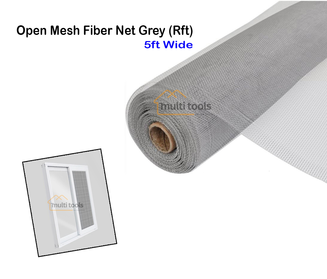 Fiber Net Grey For Aluminium Window 5ft